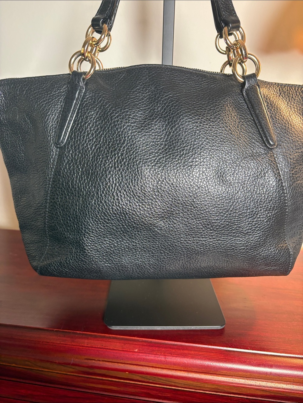 Coach Black Pebbled Leather Bag with Gold Hardware - Picture 3 of 13